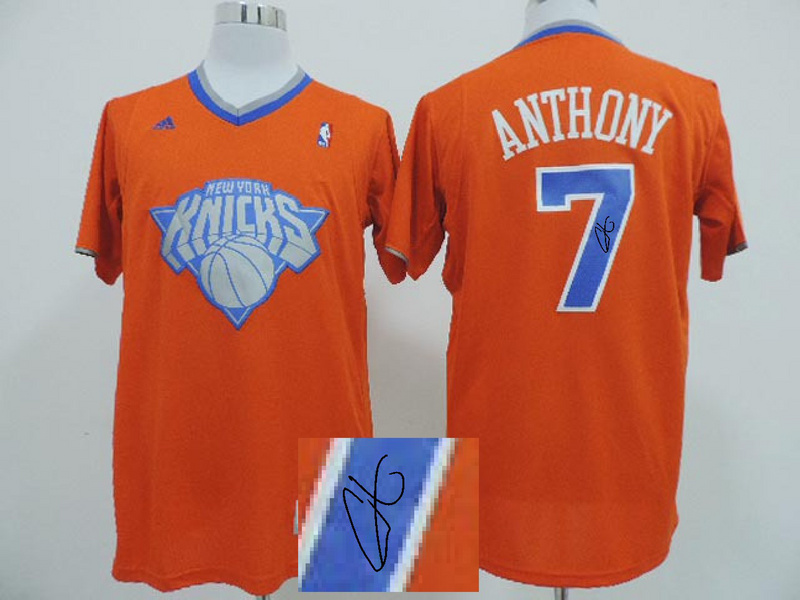 NBA Signed New York Knicks 7 Carmelo Anthony Autographed 2013 Christmas Day Fashion Swingman Jersey